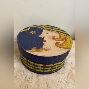 Mystic Lady Painted Hat Box 90’s Whimsical 8”